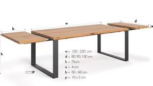 Tisch Mova mit zwei Verlängerung 50 cm 90 x 180 cm