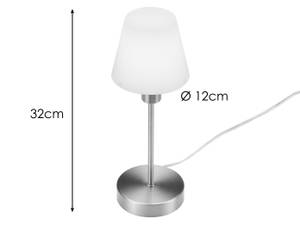 Touch Tischleuchte Glas, Höhe 32cm Silber - Weiß - Glas - Metall - 12 x 32 x 12 cm