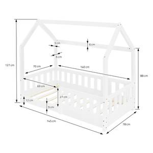 Lit d'enfant 140x70cm Blanc Blanc