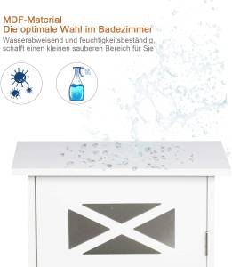 Badschrank mit höhenverstellbarer Ablage Weiß - Holzwerkstoff - 30 x 81 x 38 cm