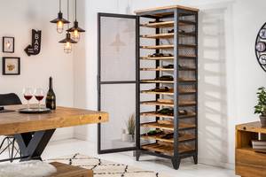 Weinschrank BODEGA Schwarz - Braun - Metall - Massivholz - 67 x 184 x 44 cm