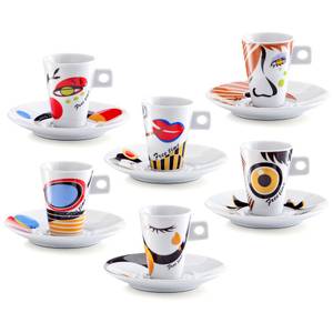 Service espresso FACES, 12 pièces Porcelaine - Motifs