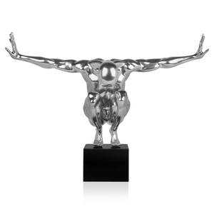 Große Harzskulptur Balance Silber - 80 x 59 x 31 cm