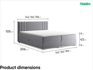 Boxspringbett Alba Grau - Breite: 180 cm - H4