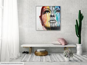 Acrylbild handgemalt Striped Contours Massivholz - Textil - 80 x 80 x 4 cm