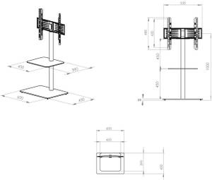 TV-Standfuß Alani Glas Schwarz - Weiß