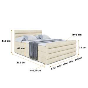 Boxspringbett CELESTIA-Z KING Ecru - Breite: 140 cm