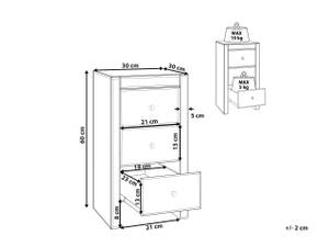 Nachttisch LORRIS Silber - Glas - 45 x 67 x 35 cm