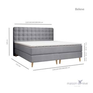 Boxspringbett Believe Grau - Breite: 160 cm