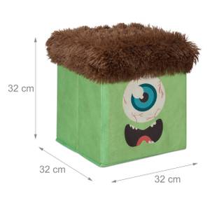 2 x Sitzhocker Kinder Monster grün-braun Braun - Grün - Holzwerkstoff - Textil - 32 x 32 x 32 cm