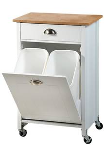 Küchenwagen mit Mülltrennsystem Weiß - Holzwerkstoff - 36 x 73 x 45 cm