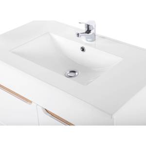 Badmöbelset 80cm Waschtisch /LED-Spiegel Weiß - Holzwerkstoff - 180 x 200 x 46 cm