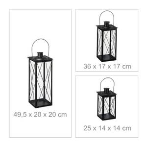 Schwarze Laternen im 3er Set Schwarz - Glas - Metall - 20 x 50 x 20 cm