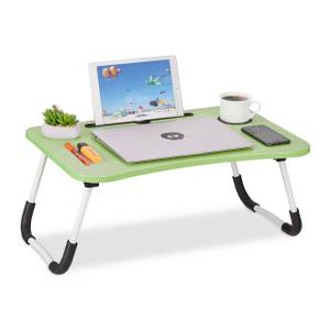 Table d’ordinateur porte-tablette vert Noir - Vert - Blanc - Bois manufacturé - Métal - Matière plastique - 63 x 26 x 40 cm