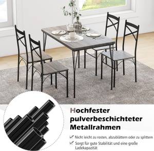 Esstisch-Set WO78777SD (5-teilig) Grau - Holzwerkstoff