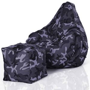 Lot de 2: pouf + tabouret "Cozy+Cube" Noir - Multicolore