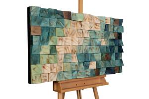 Tableau en bois Oceanic Colours Bleu - En partie en bois massif - 98 x 55 x 7 cm