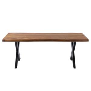 Table basse marron/noir 110x70cm pieds X Noir - Marron - Métal - Bois massif - 70 x 40 x 110 cm