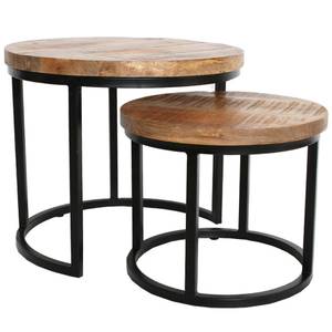 Rosa Couchtisch Set Industrial Mangoholz Giro