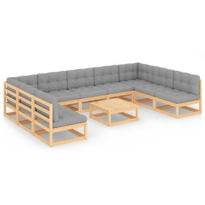 Garten-Lounge-Set (10-teilig) 3009752-2 Grau - Holz