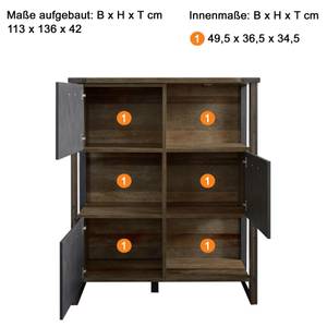 Buffet GAMMA Marron - Bois manufacturé - 113 x 136 x 42 cm