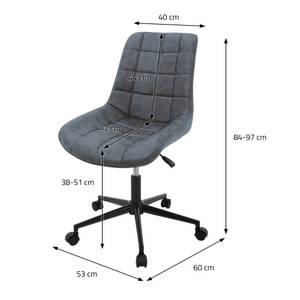 Bürostuhl Anthrazit mit Metallgestell Grau - Kunstleder - 60 x 97 x 53 cm