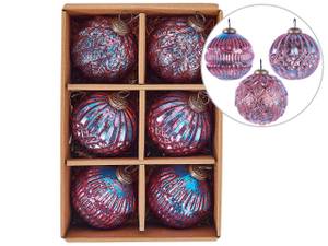 Boules de Noël ASTRAL Bleu - Rose foncé - Verre - 11 x 14 x 11 cm