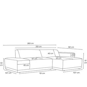 Ecksofa MUDI Himmelblau - Ecke davorstehend rechts - Ottomane davorstehend rechts