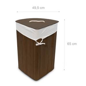 Lot de 3 paniers à linge bambou Marron foncé - Blanc