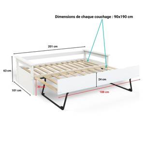 Ausziehbett TOLEDE mit Bettschublade Weiß