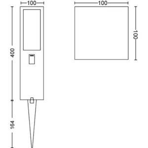 Wegeleuchte Impress Schwarz - Metall - 10 x 40 x 10 cm