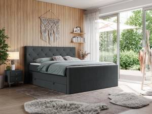 Boxspringbett KING VELEN Graphit - Breite: 160 cm - H3 - Textil