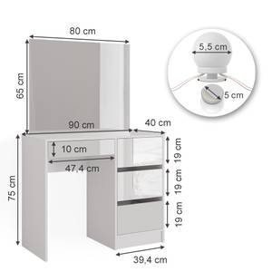 Schminktisch Sherry 39577 Weiß - Holzwerkstoff - 90 x 75 x 40 cm