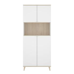 Buffet Spino Blanc et Chêne Blanc - Bois manufacturé - 80 x 191 x 40 cm