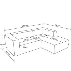 Ecksofa BUFFO 4-Sitzer Dunkelblau - Breite: 237 cm - Armlehne beidseitig montierbar - Ecke davorstehend rechts - Ottomane davorstehend rechts