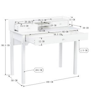 Schreibtisch DEVAKI Weiß - Holzwerkstoff - 50 x 90 x 100 cm