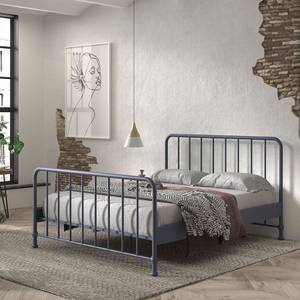 Metallbett Bronxx Eisen - Blau - Breite: 167 cm