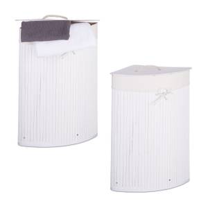 Lot de 2 paniers à linge bambou Blanc