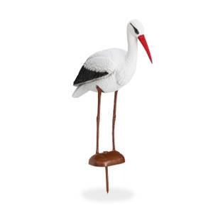 Statue de jardin cigogne Noir - Marron - Blanc - Matière plastique - 22 x 80 x 64 cm