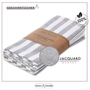 4er Set Geschirrtücher Coastline Grau - Textil - 50 x 1 x 70 cm