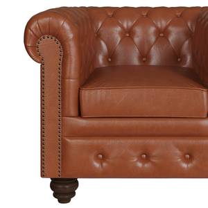 Fauteuil Chesterfield Marron - Cuir véritable - 88 x 75 x 79 cm