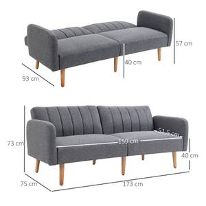 Schlafsofa 839-214GY Grau - Massivholz - 75 x 73 x 173 cm