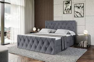 Boxspringbett - AMAY Grau - Breite: 160 cm - H3