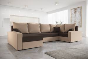 Ecksofa CHIEV-LONG Beige - Braun - Ecke davorstehend rechts - 8 Kissen