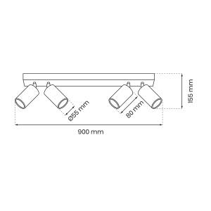 Deckenspot Gilon C4 Weiß - Metall - 6 x 16 x 40 cm