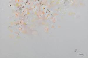 Tableau peint Pink Rain of Blossoms Rose foncé - Blanc - Bois massif - Textile - 60 x 120 x 4 cm