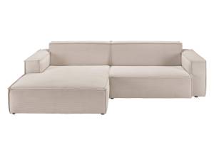 Ecksofa SAMU Sofa Feincord Beige - Ecke davorstehend links