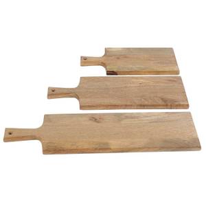 Servierbrett Mangoholz 3-er Set Braun - Massivholz - 19 x 3 x 65 cm