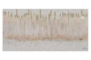 Tableau peint Golden Abstraction Doré - Blanc - Bois massif - Textile - 120 x 60 x 4 cm