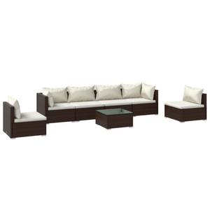 Garten-Lounge-Set (7-teilig) 3013635-10 Braun - Weiß - Metall - Polyrattan - 60 x 30 x 60 cm